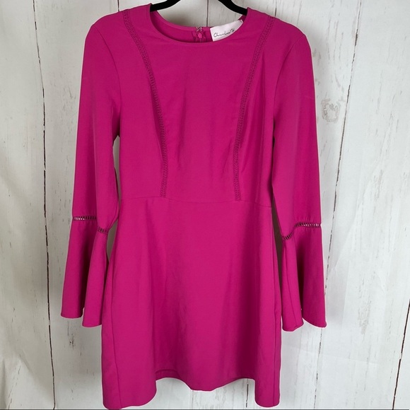 Charles Henry Pink mini dress with long bell sleeves. Medium - Picture 5 of 10
